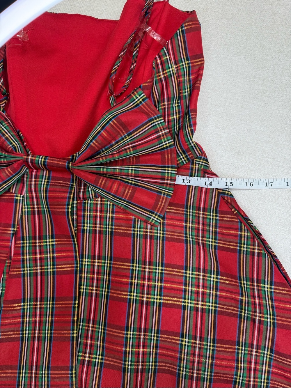 Altar’d State Red Plaid Bow Back Holiday Fit & Flare Dress Small EUC - Picture 4 of 9
